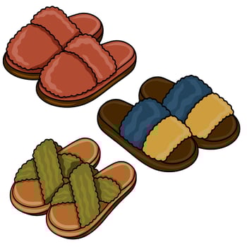 Colorful and cozy slippers collection vector