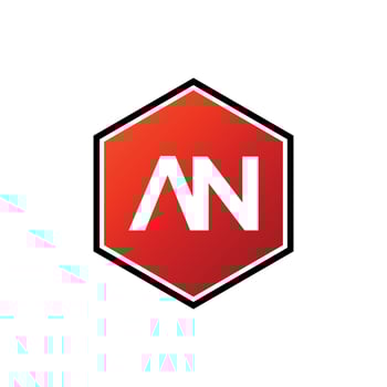 A N Initial Letter Hexagon Shape Logo Template vector