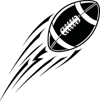 Speeding American Football art Illustration, Classic Sports Silhouette Icon Design with Motion Lines, Athletic Ball Symbol vector