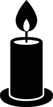 Burning candle with a flame, black silhouette icon vector