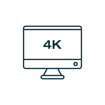 4K Line Art Television Screen Icon Template vector