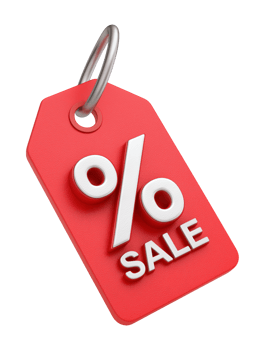 Red Sale Tag 3D Style Isolated on Transparent Background png