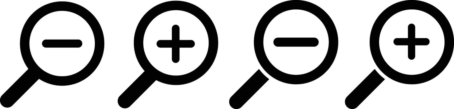Magnifying glass icon. zoom in and zoom out sign, Magnifier glasses symbol, Magnifying glass sign isolated. illustration, vector
