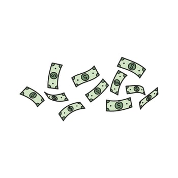 Money flying in the air on a white background vector