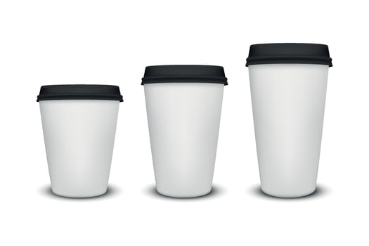 White takeaway coffee cups in three sizes vector