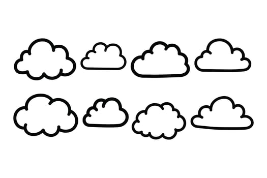 Cloud doodles for weather forecast graphics and dreamy designs vector