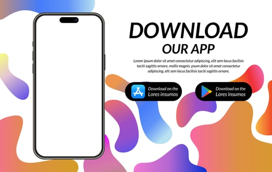 Contemporary mobile app download banner vector
