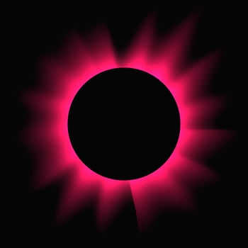 Circle illuminate frame with gradient. Red round neon banner isolated on black background. vector