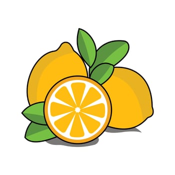 Illustration of fresh lemons and leaves vector