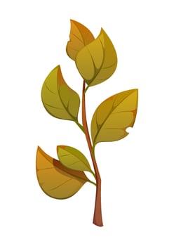 Autumn leaves branch , cartoon tree foliage vector