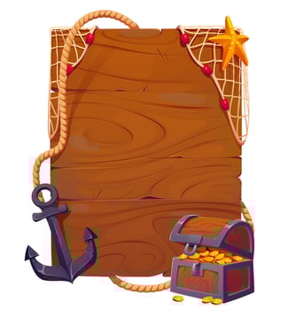 Treasure chest and anchor illustration vector