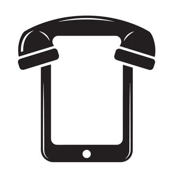 A simple flat design illustration of a telephone handset over a mobile phone symbolizing modern communication vector