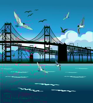 Chesapeake Bay Bridge during the day illustration vector