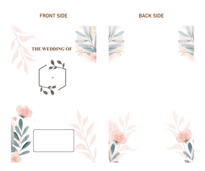 Elegant Floral Wedding Invitation Template with Front and Back Design png