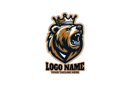 Bold Bear Head Crown Emblem vector