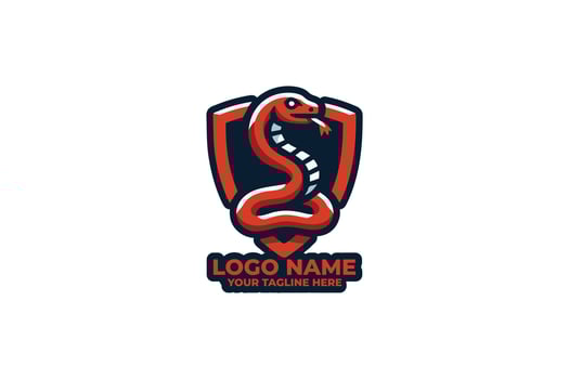 Viper Snake Shield Flat Logo vector