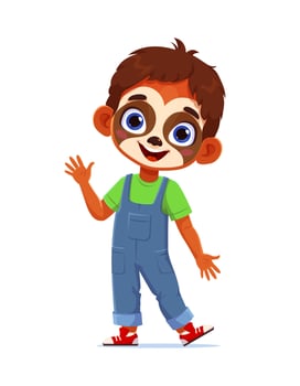 Cartoon boy with sloth face vector
