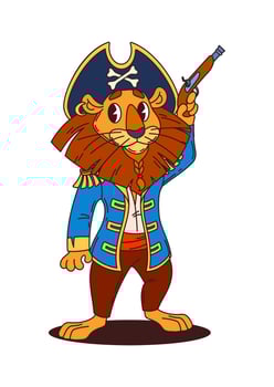 Pirate lion character illustration vector