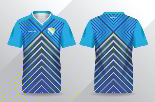 abstract arrows blue and yellow sport jersey for football and soccer shirt template vector