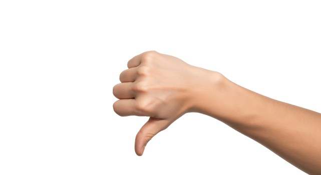 A person's hand is giving a thumbs down png