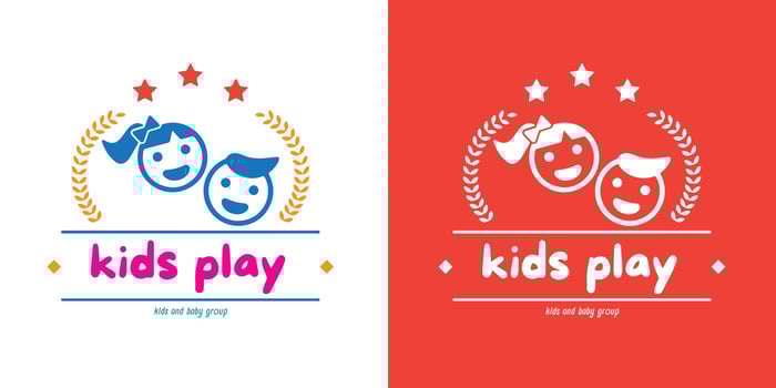 Whimsical kid zone logo for kindergarten brand identity projects. vector