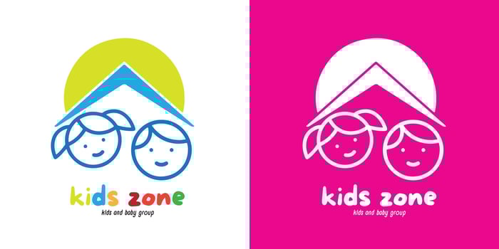 Fun childrens logo design for daycare and kindergarten identity. vector