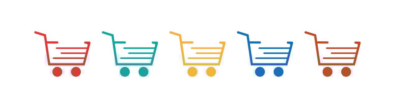 Flat style shopping cart symbol for digital shop and marketplace UI design. vector