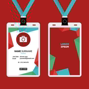 Modern colorful ID card and lanyard template design for office, staff, and event badge vector