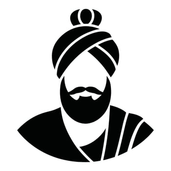 Sikh Man Wearing Turban Illustration Graphic Representation of Culture and Tradition with Bold Shapes vector