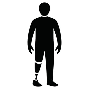 Iconic representation of a person with a leg prosthetic offering a symbol of disability inclusion and accessibility awareness in silhouette form vector