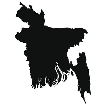 Detailed Black Silhouette Map of Bangladesh Isolated on White Background for Geography and Travel Illustrations and Designs showcasing the South Asian Nation vector