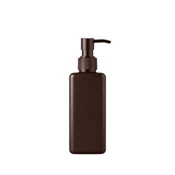 Minimalist brown dispenser bottle on a transparent isolated stage for product presentation or png
