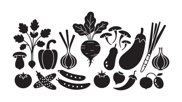 Vibrant assortment of fresh vegetables illustration for healthy eating promotion. set of vegetables illustration vector