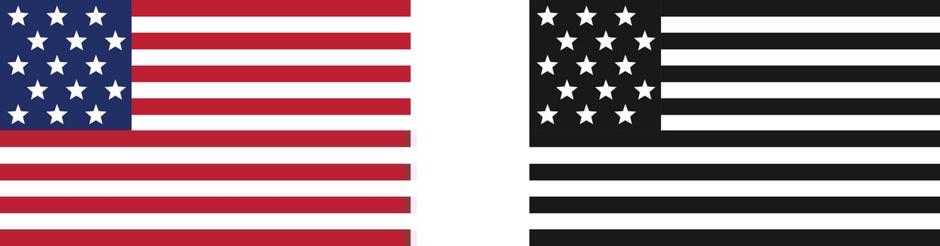 American Flag Variations Color and Silhouette. American Flag . vector