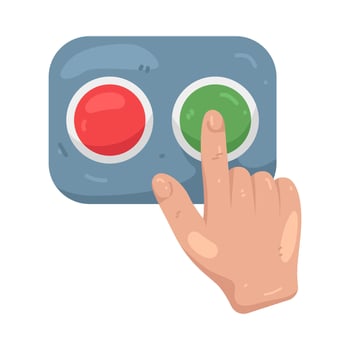 Hand Pushing Green Button Illustration vector