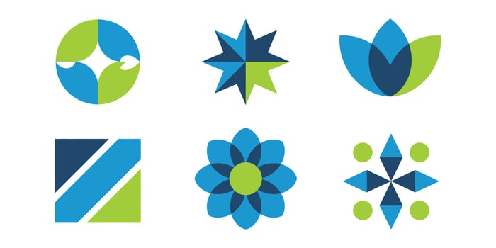Collection of Abstract Geometric Logos Teal, Green, and Blue Modern Design Elements for Branding vector