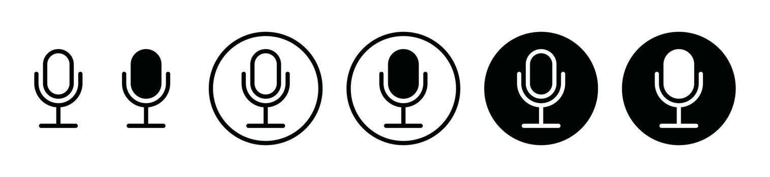 Mic icons symbol. Contains microphone, music, audio sound, voice recorder, podcast, studio record musical, entertainment, device, media technology. Illustration vector
