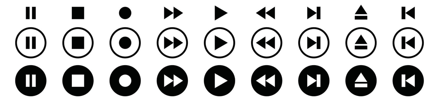 Play button icons. Music media player symbol. Illustration vector