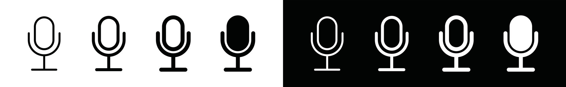 Mic icon symbol. Contains microphone, music, audio sound, voice recorder, podcast, device, media technology. Illustration vector