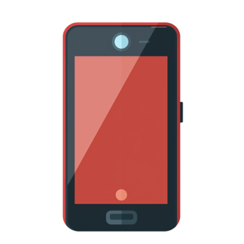 smartphone with red screen on transparent background png