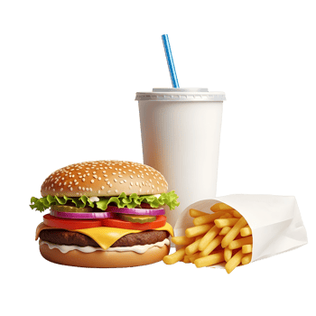 A burger and fries png