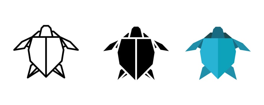 Turtle icon set. A collection of simple geometric flat design of turtle icon. Can be used for website, graphic element, illustration, sticker, logo, or any design purpose. vector