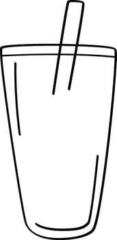 Glass With Drinking Straw Doodle vector
