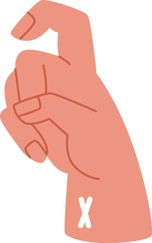 Hand Sign Alphabet X Letter Illustration vector