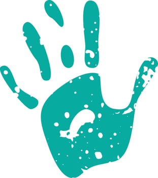 Hand Print Grunge Effect Flat Illustration Hand Drawn Icon vector