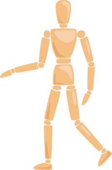 Wooden Man Manikin In Pose Flat Illustration Hand Drawn Icon vector