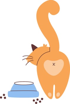 Cat And Bowl vector