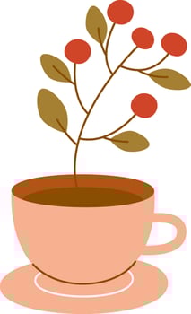 Berries Branch In Mug vector