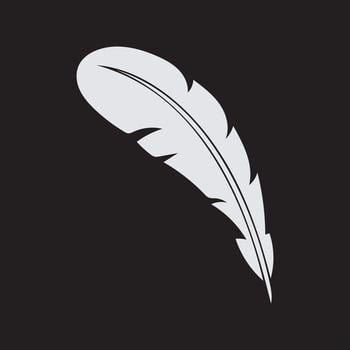 White feather on a black background vector