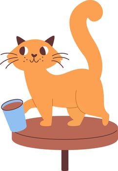 Cat Drops Cup With Tea vector